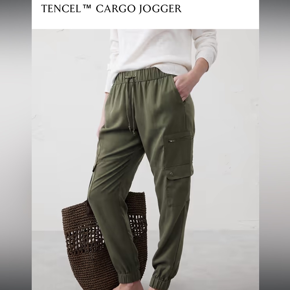 Banana Republic Factory Tencel Cargo Joggers Steel Green